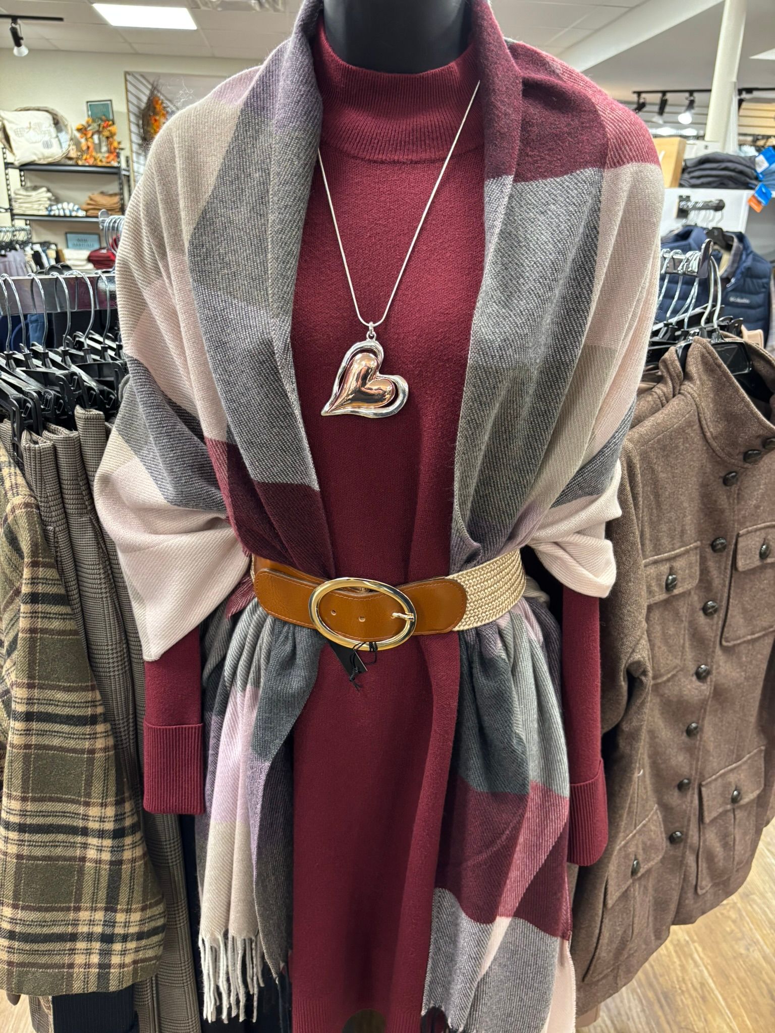 Charlie B Sweater & Plaid Scarf