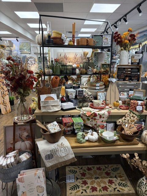 Fall décor, pumpkins, and seasonal tableware in the home department at Trendys Clothing