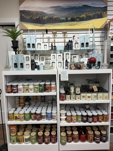 Shelves of jar candles, diffusers, and gift sets at Trendys